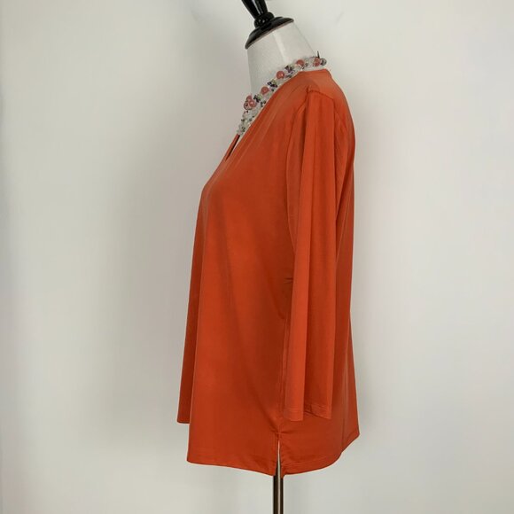 JEAN-PIERRE KLIFA PARIS V-Neck 3/4 Sleeve Top Orange/ Rust Color Size XL - Picture 11 of 16